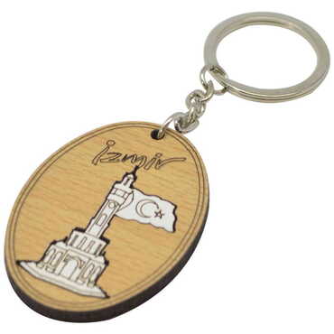 Myros - Izmir Themed Wooden Custom Printed Wooden Keyring