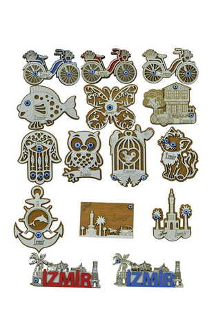 Izmir Themed Wooden Engraved Souvenir Fridge Magnet - 3