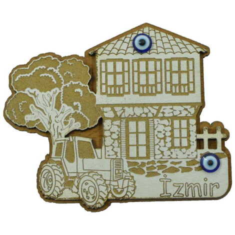 Izmir Themed Wooden Engraved Souvenir Fridge Magnet - 9