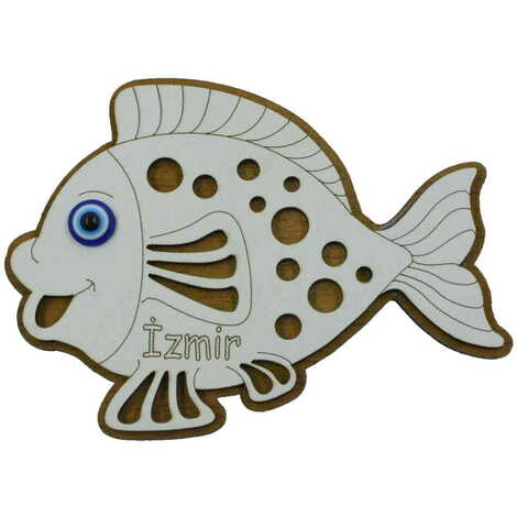 Izmir Themed Wooden Engraved Souvenir Fridge Magnet - 11