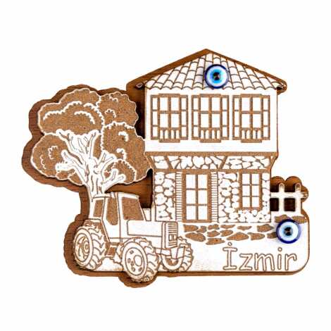 Izmir Themed Wooden Engraved Souvenir Fridge Magnet - 1