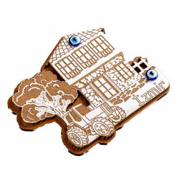 Izmir Themed Wooden Engraved Souvenir Fridge Magnet - 3