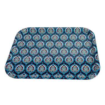 Iznik Themed Large Rectangular Metal Tray 295x225 Cm - 5