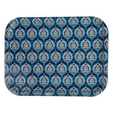 Iznik Themed Large Rectangular Metal Tray 295x225 Cm - 3