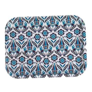 Iznik Themed Large Rectangular Metal Tray 295x225 Cm - 4