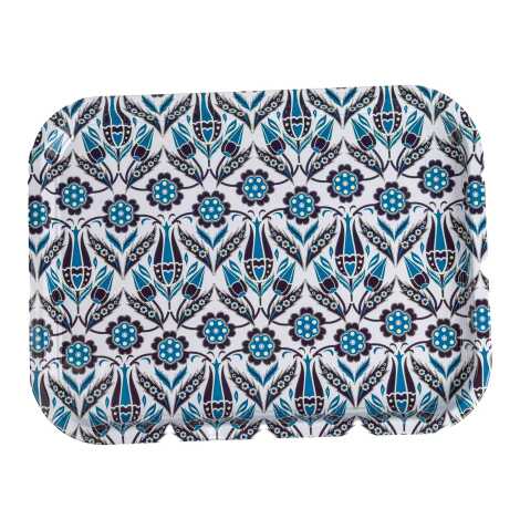 Iznik Themed Large Rectangular Metal Tray 295x225 Cm - 4