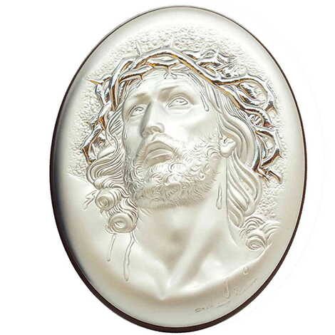 Jesus With Bi-Laminated Silver Plaque And Wooden Icon 84x110 mm