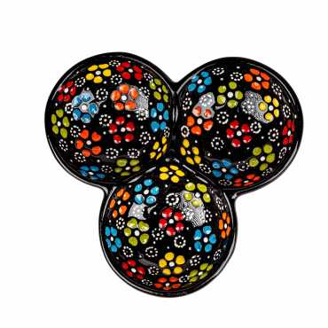 Kabartma Üçlü Yuvarlak Çerezlik Küçük 13 Cm - Myros