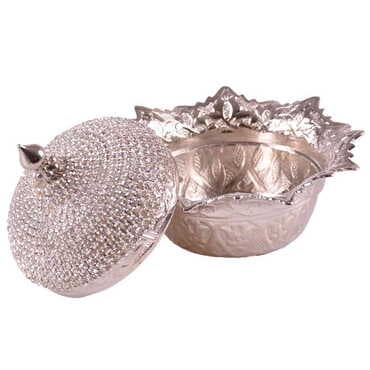 Metal Turkish Swaroski Silver Coffee Cup Set Of 6 With Velvet Gift Box - Standart - 8
