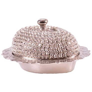 Toptan Kadi̇fe Kutulu 2 Li̇ Taşli Kahve Set Gümüş  - Standart - 4