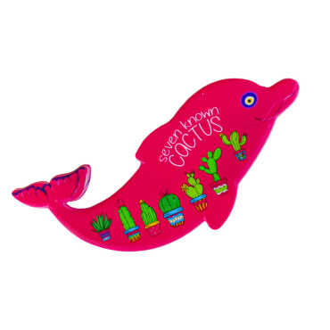 Cactus Themed UV Printed Dolphin Shaped Refrigerator Magnet 110x50 mm - Standart - 2