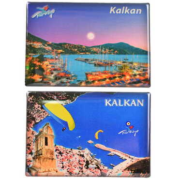 Kalkan Themed Epoxy Dome Rectangle Souvenir Fridge Magnet 80x55 cm - 3