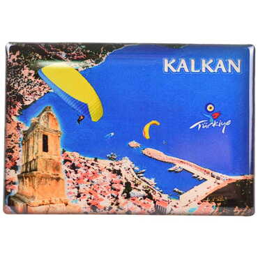 Kalkan Themed Epoxy Dome Rectangle Souvenir Fridge Magnet 80x55 cm