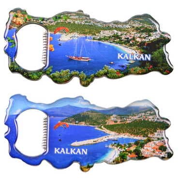 Kalkan Themed Map Shaped Metal Magnetic Bottle Opener 100x45 mm - 2