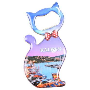Kalkan Themed Cat Shaped Metal Magnetic Bottle Opener 97x48 mm
