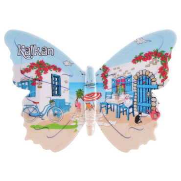 Toptan Kalkan Temalı Uv Baskılı Kelebek Şekilli Magnet 80x58 mm - 4