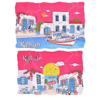 Kalkan Themed Customised UV Printed Plastic Base Mosaic Pattern Rectangle Fridge Magnet 80x50 mm - 2