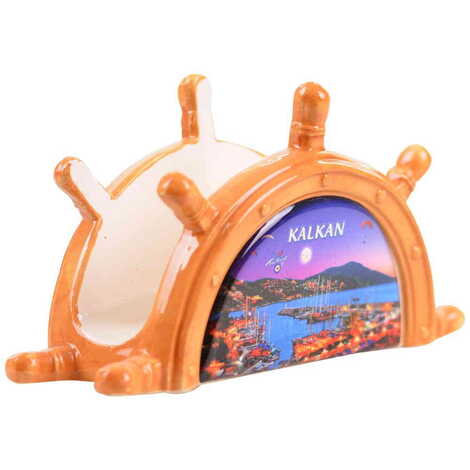 Kalkan Themed Anchor Shaped Ceramic Napkin Holder