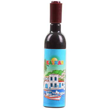 Kalkan Themed Bottle Shaped Metal Wine Bottle Corkscrew Opener-Magnetic 115x25x25 mm - Thumbnail