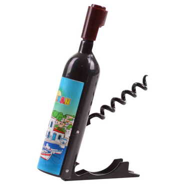 Kalkan Themed Bottle Shaped Metal Wine Bottle Corkscrew Opener-Magnetic 115x25x25 mm - Thumbnail