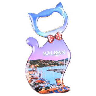 Myros - Kalkan Themed Cat Shaped Metal Magnetic Bottle Opener 97x48 mm