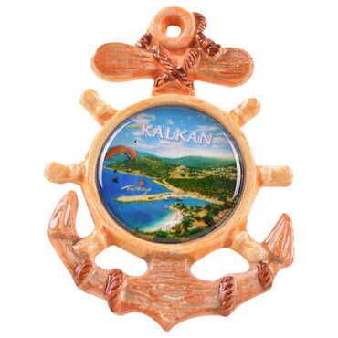 Myros - Kalkan Themed Ceramic Anchor Shaped Fridge Magnet