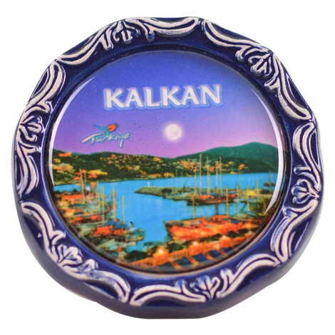 Kalkan Themed Ceramic Plate Shaped Fridge Magnet