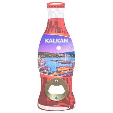 Myros - Kalkan Themed Coke Bottle Shaped Printed MDF Wooden Bottle Opener 200x66 mm