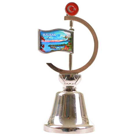 Kalkan Themed Collectible Souvenir Double Face Metal Spinner Flag Bell 44x96 mm