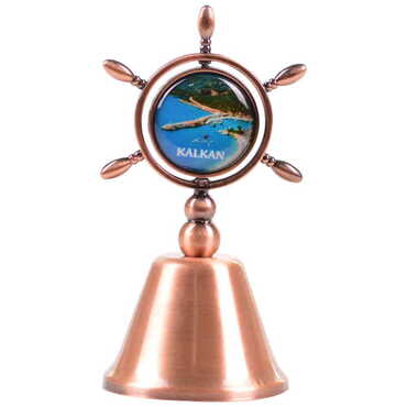 Kalkan Themed Collectible Souvenir Double Face Metal Spinner Rudder Bell - Bronze Color - Myros