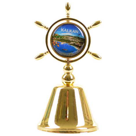 Kalkan Themed Collectible Souvenir Double Face Metal Spinner Rudder Bell - Golden Color