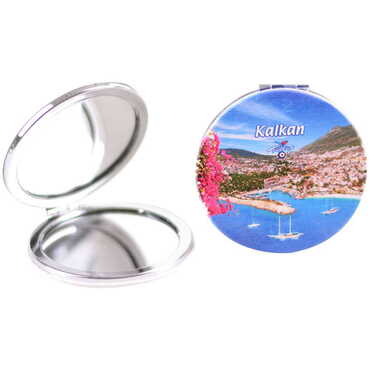 Kalkan Themed Custom Printed Round Pocket Mirror - Thumbnail