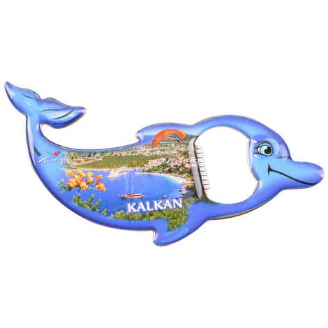 Kalkan Themed Dolphin Shaped Metal Magnetic Bottle Opener 102x67 mm