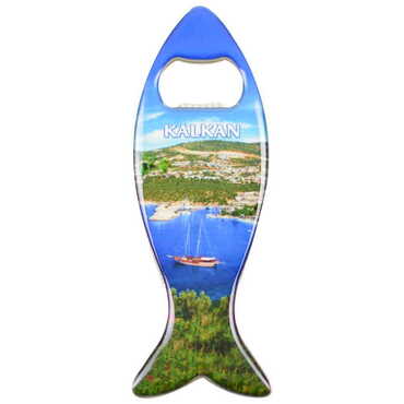 Myros - Kalkan Themed Fish Shaped Metal Magnetic Bottle Opener 120x43 mm