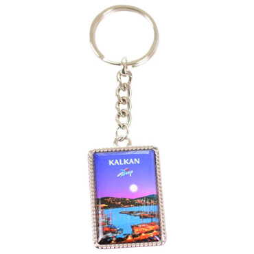 Myros - Kalkan Themed Metal Rectangle Double Face Keychain 30x100 mm