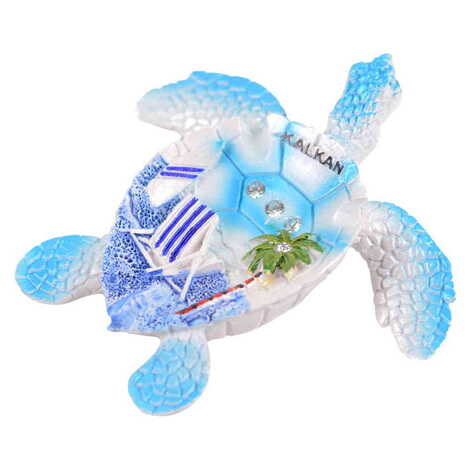 Kalkan Themed Polyester Turtle Shape Nacrous and Crystal Detailed Ashtray Small Size