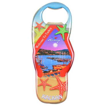 Myros - Kalkan Themed Slipper Shaped Metal Magnetic Bottle Opener 110x45 mm