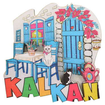 Kalkan Themed Wooden Customised 2D Souvenir Fridge Magnet - Thumbnail