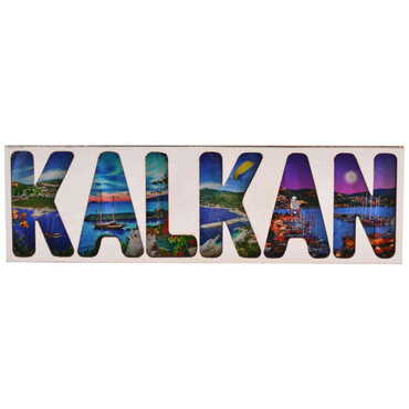 Kalkan Themed Wooden Customised City Name Letter Souvenir Fridge Magnet - Thumbnail