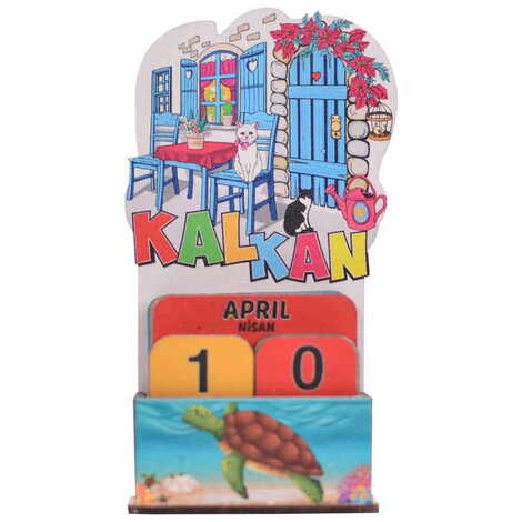 Kalkan Themed Wooden Table Calendar