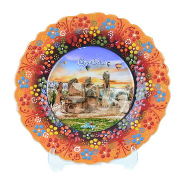 Myros - Kapadokya Temalı Çini Myros Resim Tabak 18 cm