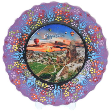 Myros - Kapadokya Temalı Çini Myros Resim Tabak 25 cm
