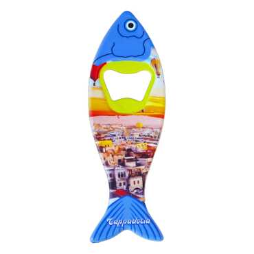 Cappadocia Themed Myros Fish Bottle Opener Refrigerator Magnet 42x130 mm