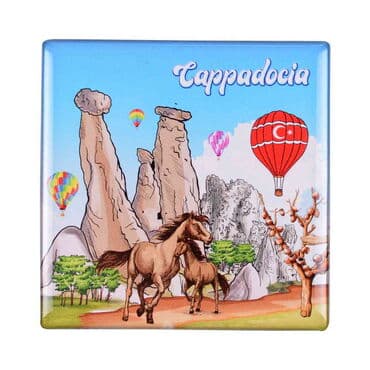 Wholesale Cappadocia Themed Myros Large Square Refrigerator Magnet 80x80 mm