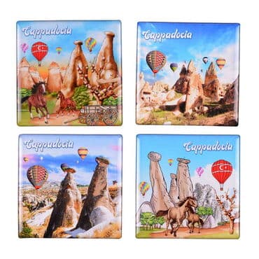 Wholesale Cappadocia Themed Myros Large Square Refrigerator Magnet 80x80 mm - 2