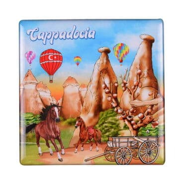 Wholesale Cappadocia Themed Myros Large Square Refrigerator Magnet 80x80 mm - 3