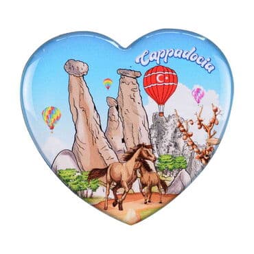 Wholesale Cappadocia Themed Myros Heart Refrigerator Magnet 65x60 mm