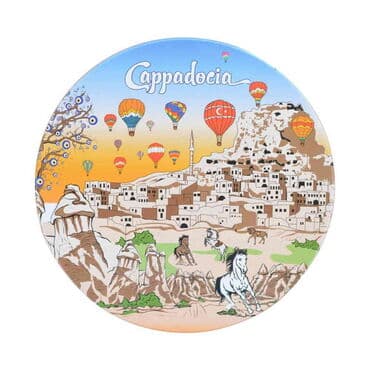 Wholesale Cappadocia Themed Myros Metal Coaster 90 mm