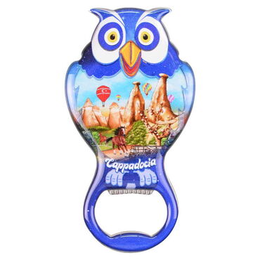 Myros - Toptan Kapadokya Temalı Myros Metal Baykuş Açacak Magnet 88x47 mm