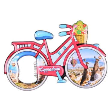 Wholesale Cappadocia Themed Myros Metal Bicycle Bottle Opener Refrigerator Magnet 100x65 mm
